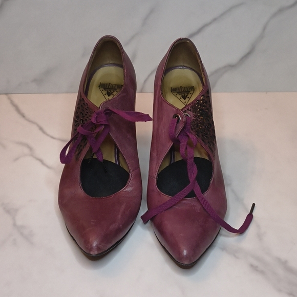 Fluevog Estella Laser Cut Lace Up Heel - Picture 2 of 7